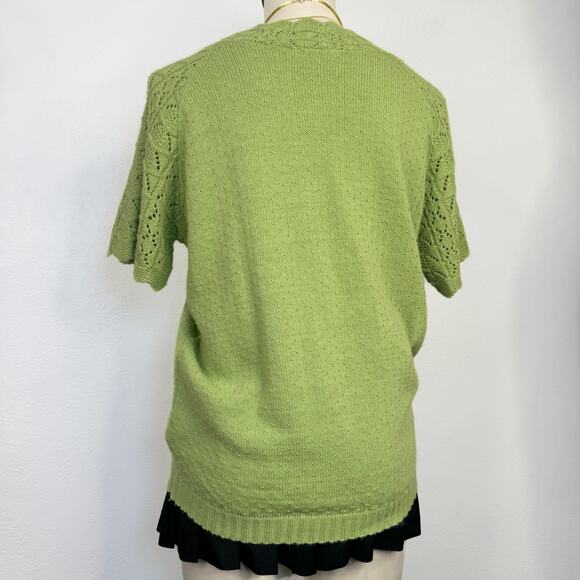 Vintage Short Sleeve Green Fairy Knit Top Size Large - Picture 3 of 8